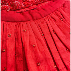 GULAB RED GOLD STONE WORK DOG LEHENGA