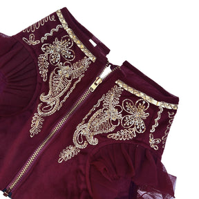 ROSEWOOD VELVET PITTA WORK DOG LEHENGA