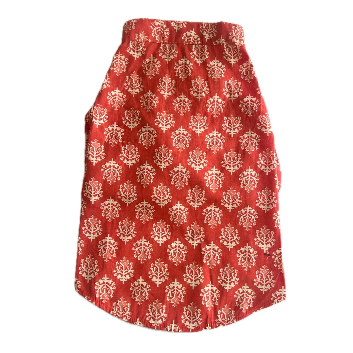 RED COTTON BUTA DOG KURTA + RED BONE RAKHI FOR DOGS AND CATS