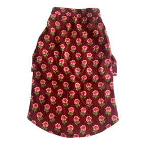 RED COTTON GULAB DOG KURTA + RED BONE RAKHI FOR DOGS AND CATS
