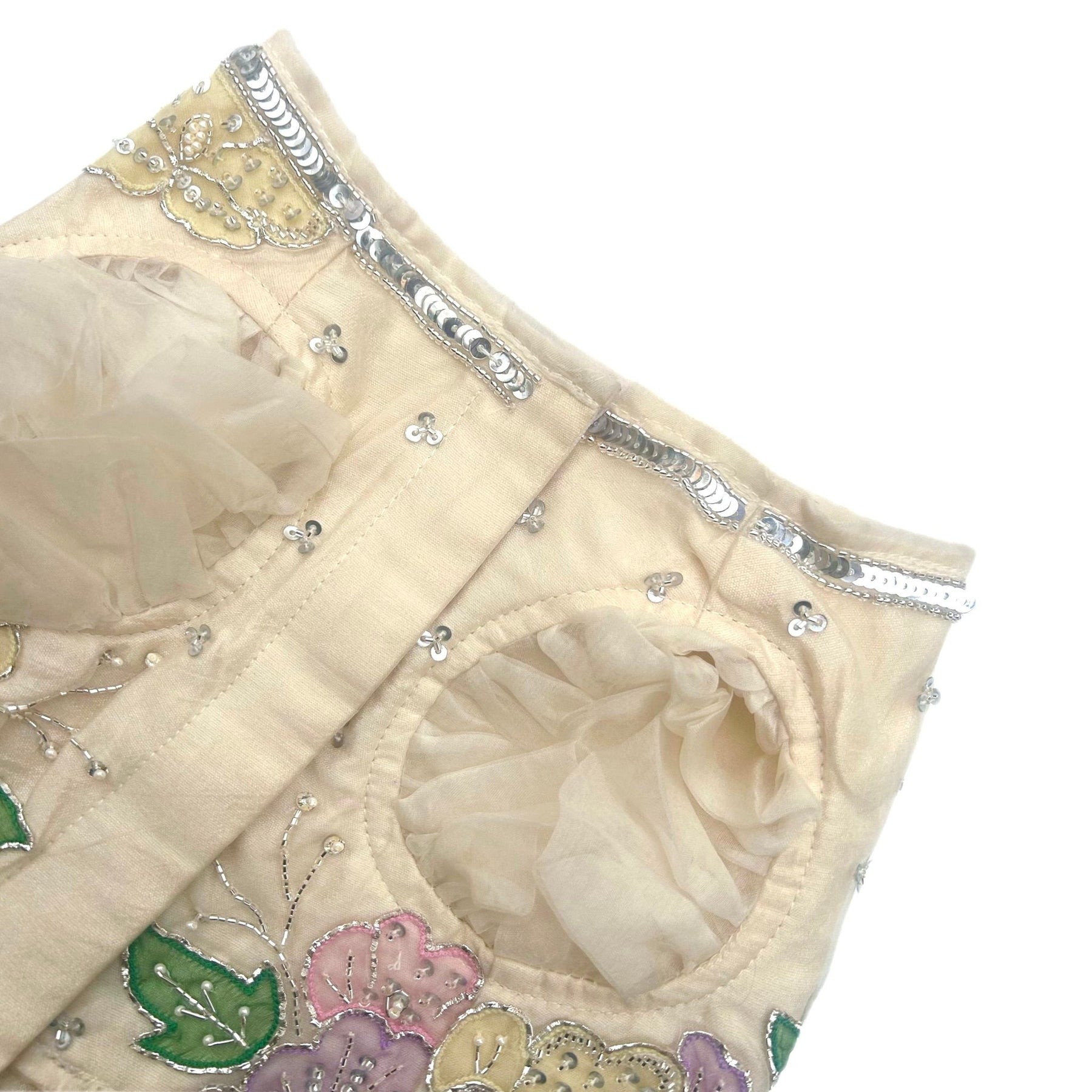 OFF-WHITE PITTA WORK EMBELLISHED DOG LEHENGA