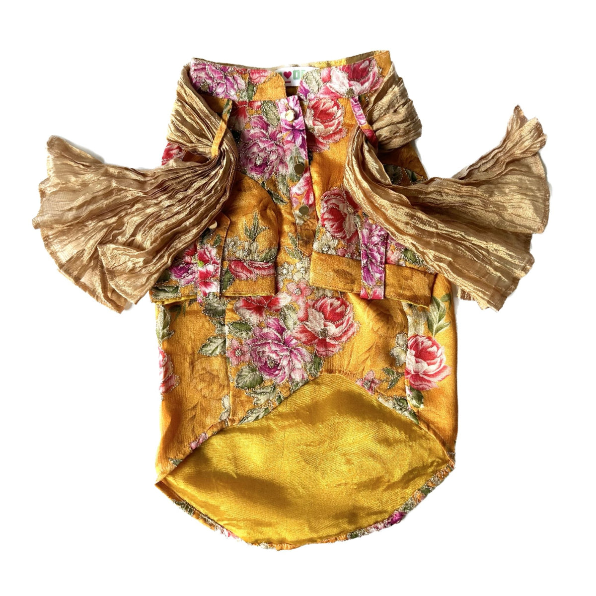 YELLOW FLORAL ZARI DOG KURTA