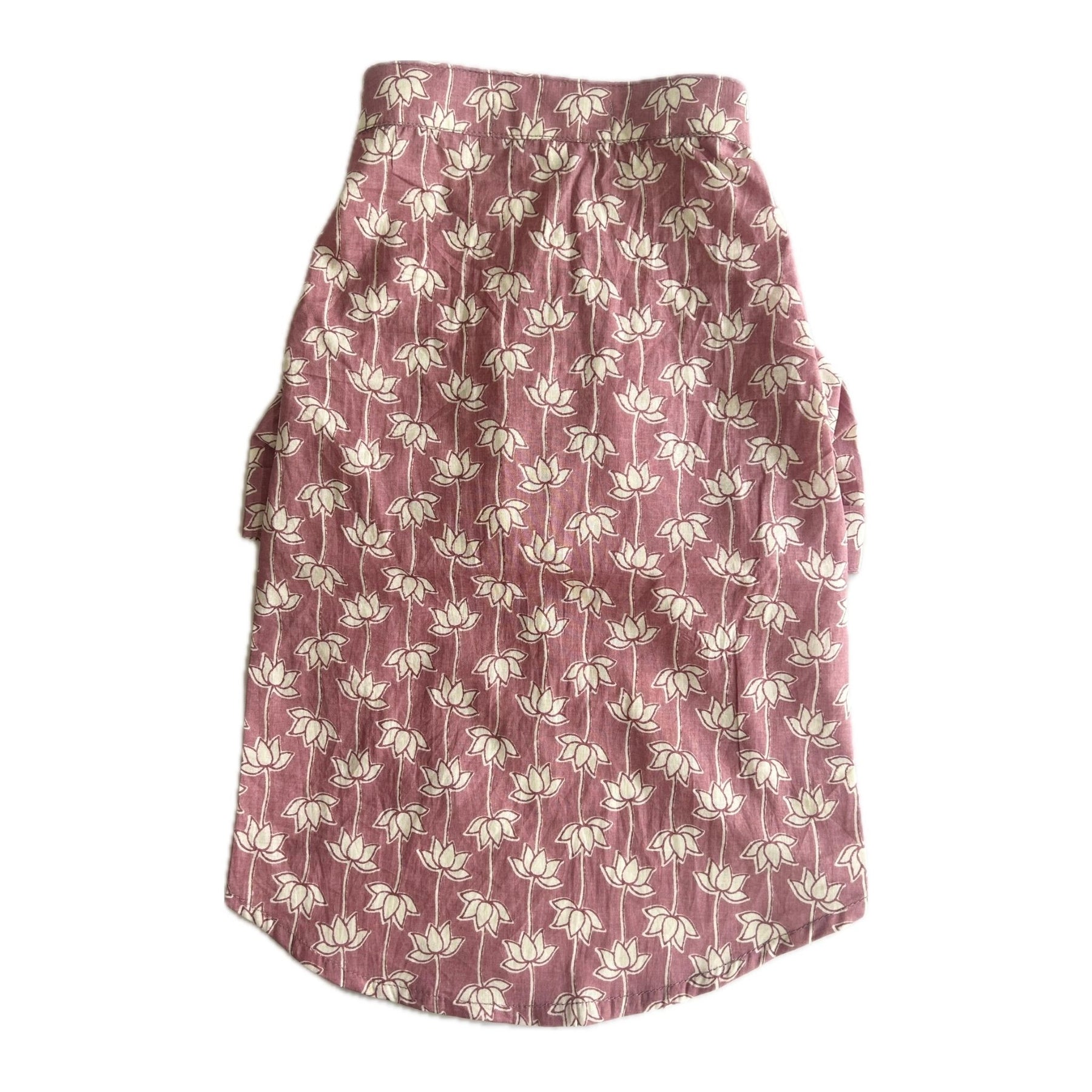 WINE PINK COTTON LOTUS DOG KURTA+LIGHT PINK PEARL RAKHI FOR DOGS AND CATS