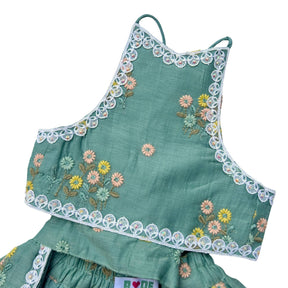 TEAL FLOWER EMBROIDERED LEHENGA FOR DOGS AND CATS