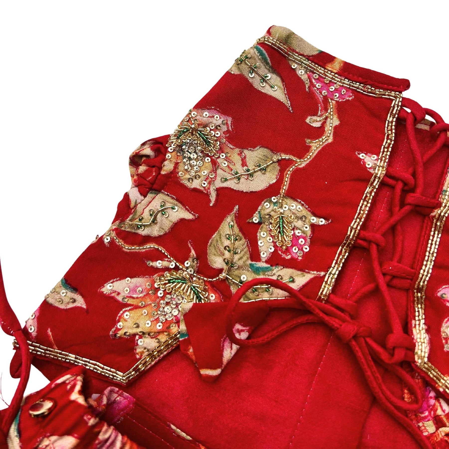 PHOOLJAAL HAND EMBROIDERED SCARLET LEHENGA FOR DOGS AND CATS