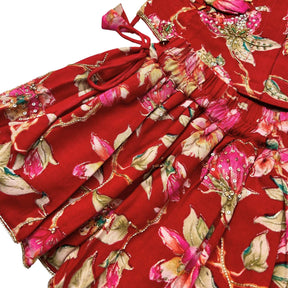 PHOOLJAAL HAND EMBROIDERED SCARLET LEHENGA FOR DOGS AND CATS