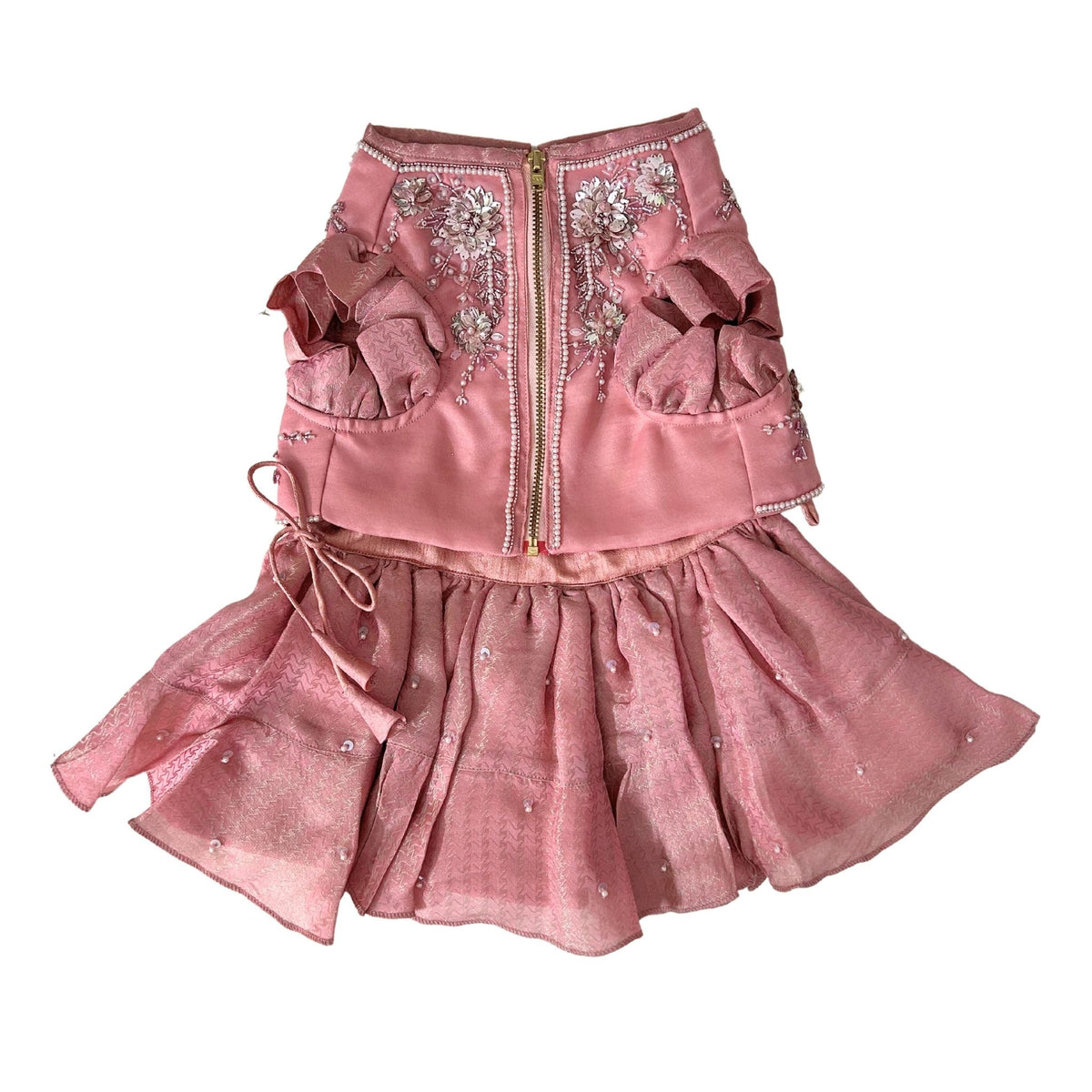 GULMARG PEARL PINK HAND EMBROIDERED DOG LEHENGA