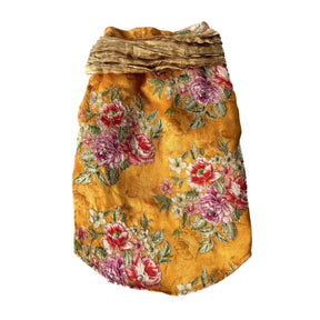YELLOW FLORAL ZARI DOG KURTA