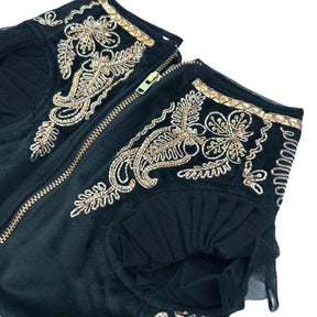 MIDNIGHT GREEN VELVET PITTA WORK DOG LEHENGA