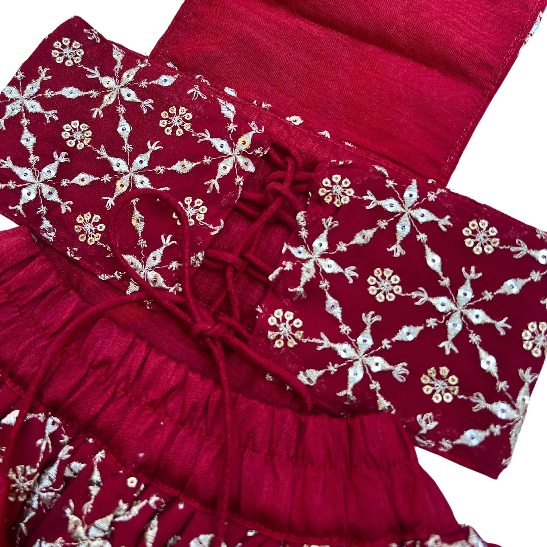 RED FESTIVE DOG LEHENGA