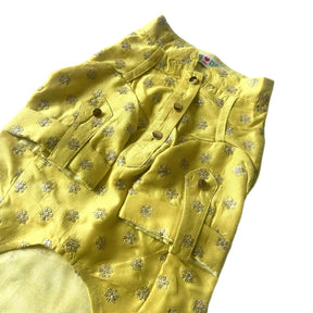 PASTEL YELLOW GOLDEN BUTTI DOG KURTA