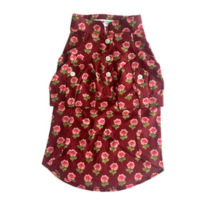RED COTTON GULAB DOG KURTA + RED BONE RAKHI FOR DOGS AND CATS