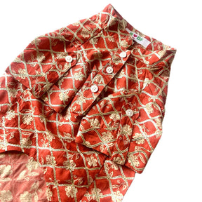 CARROT RED BLOCK PRINT GOTA DOG KURTA