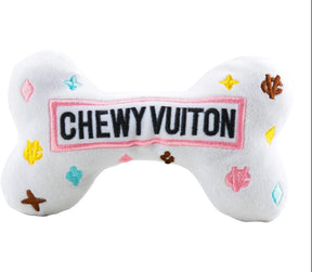 CHEWY VUITON BONE SHAPED PLUSH AND SQWEAKY DOG TOY