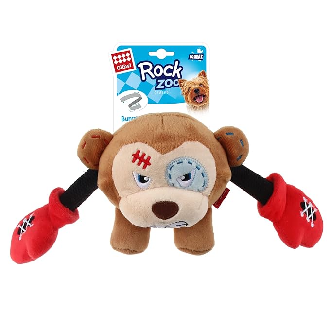 KING BOXER MONKEY PLUSH AND SQUEAKY DOG TOY
