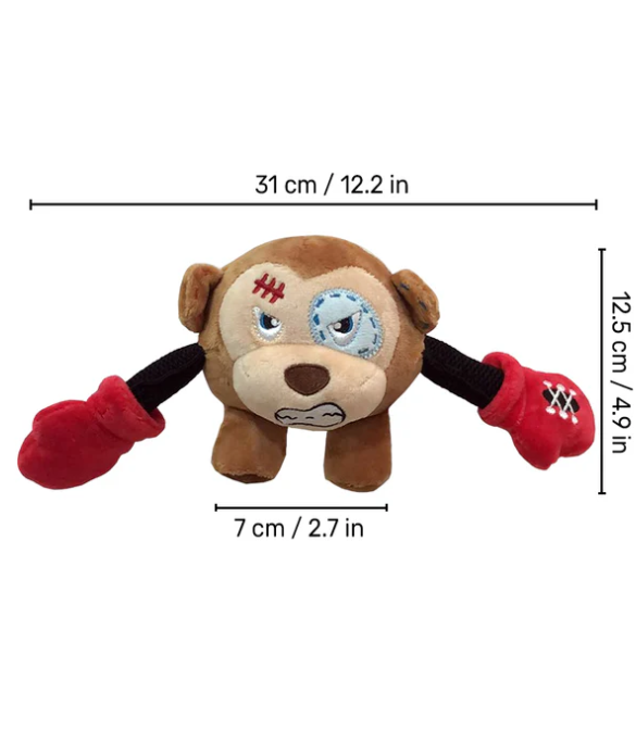KING BOXER MONKEY PLUSH AND SQUEAKY DOG TOY