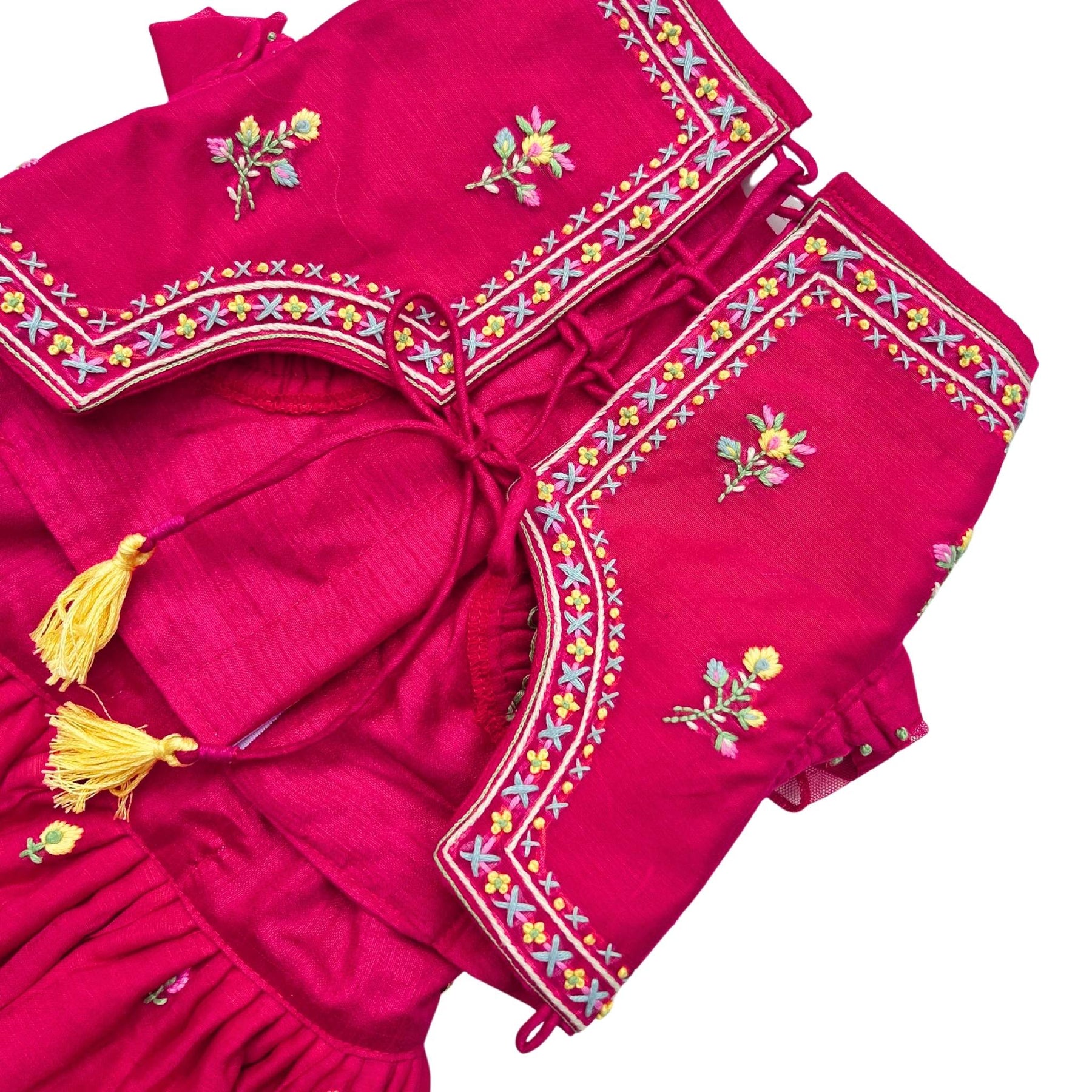 CARROT RED THREAD EMBROIDERED LEHENGA FOR DOGS AND CATS