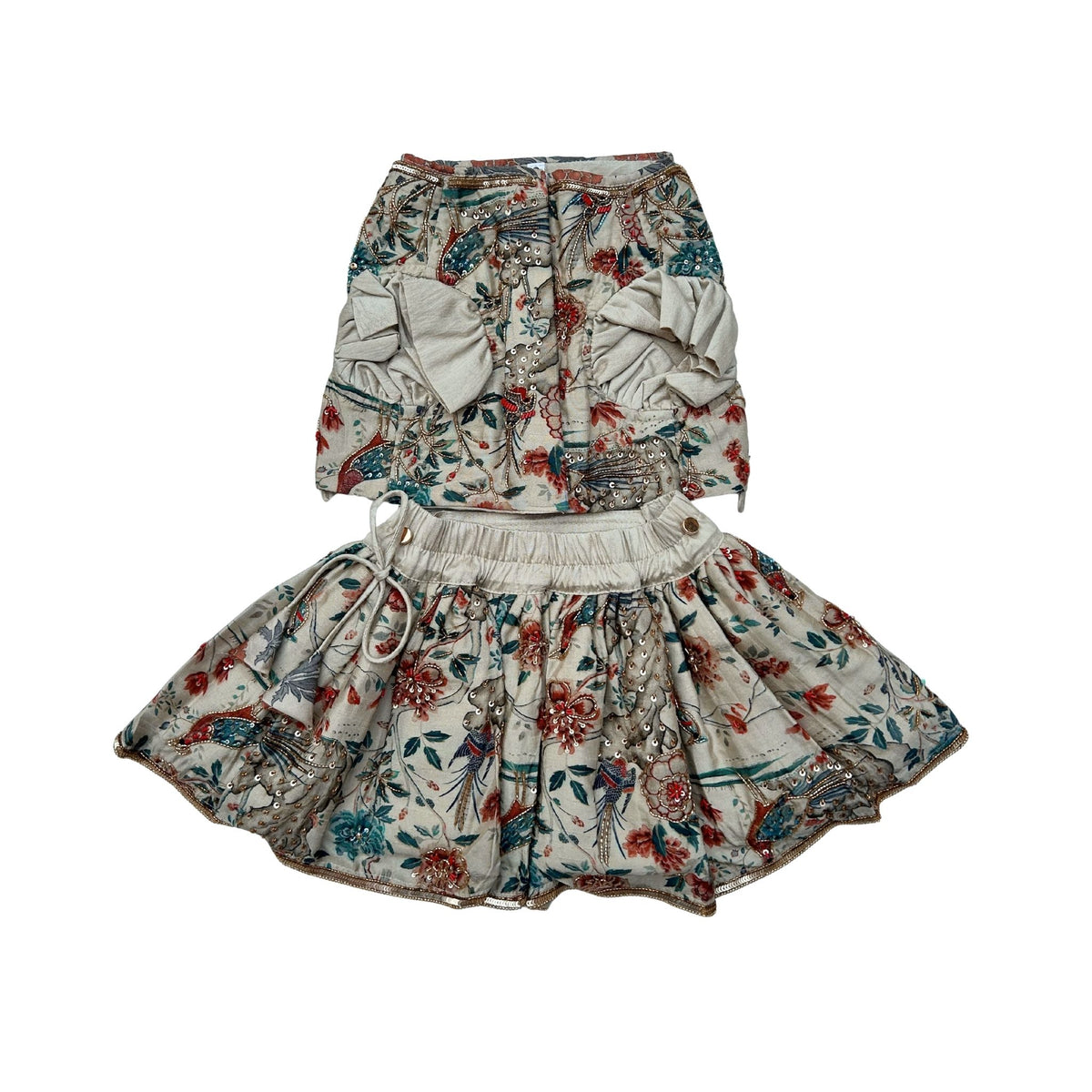 RUST PANKHUDI HAND EMBROIDERED LEHENGA FOR DOGS AND CATS