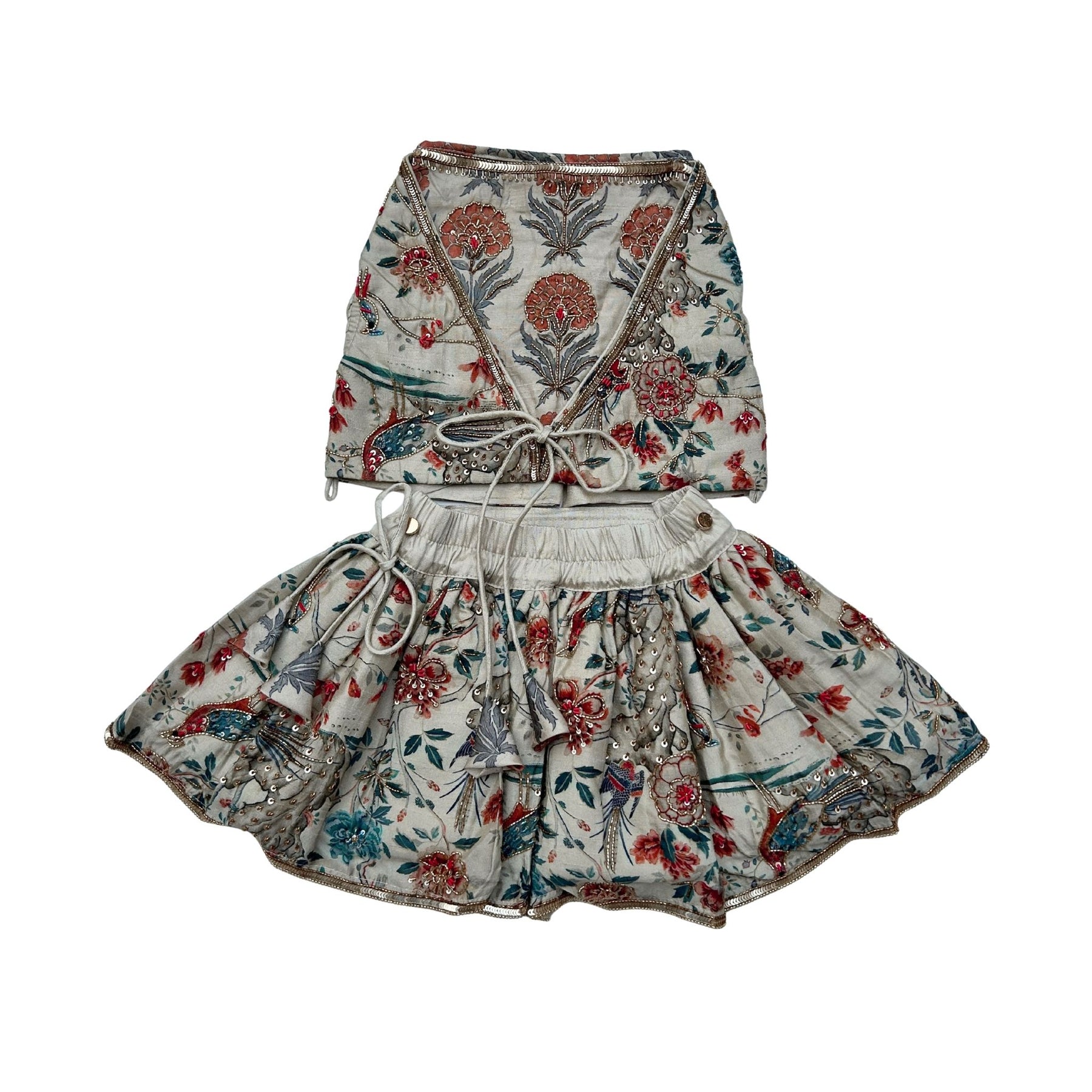 RUST PANKHUDI HAND EMBROIDERED LEHENGA FOR DOGS AND CATS