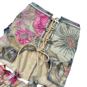 BEIGE GULNOOR PRINTED HAND EMBROIDERED LEHENGA FOR DOGS AND CATS