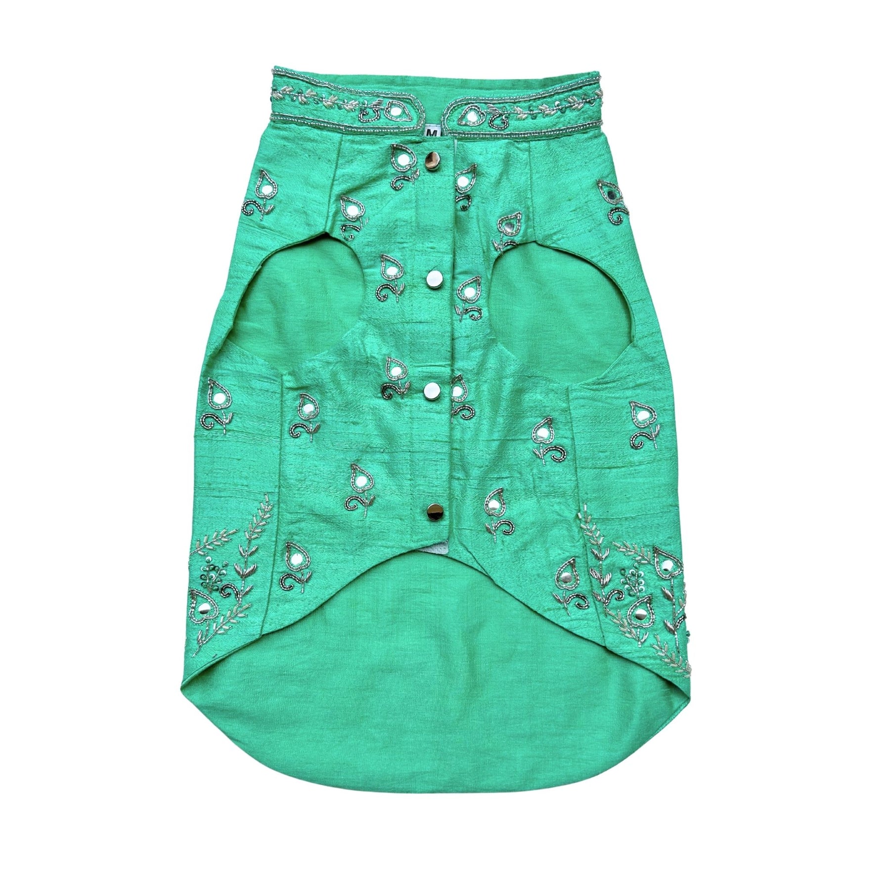 AQUA GREEN MIRROR BUTI SHERWANI FOR DOGS AND CATS