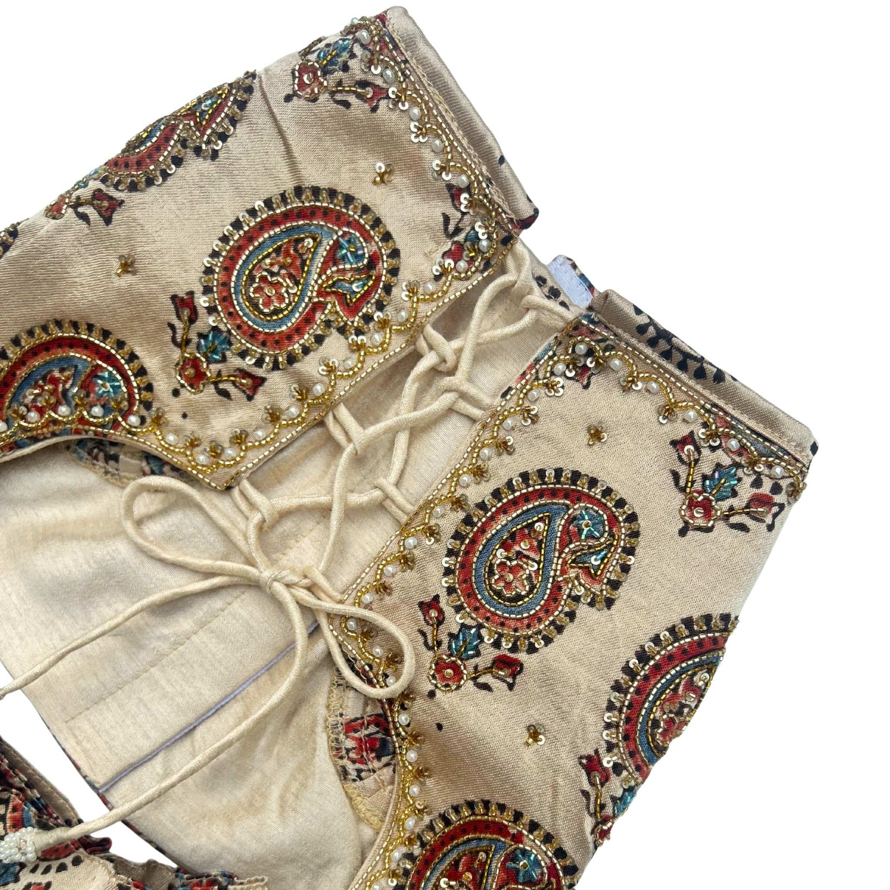 BEIGE PAISLEY BUTI HAND EMBROIDERED LEHENGA FOR DOGS AND CATS