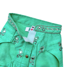 AQUA GREEN MIRROR BUTI SHERWANI FOR DOGS AND CATS
