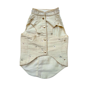 OFF-WHITE BEADED HAND EMBROIDERED SHERWANI FOR DOGS AND CATS