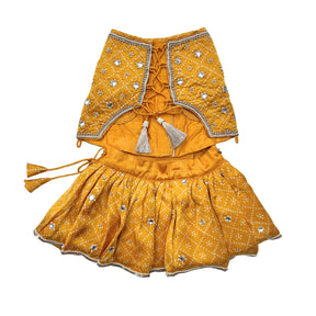 YELLOW BANDHANI PEARL EMBROIDERED LEHENGA FOR DOGS AND CATS