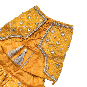 YELLOW BANDHANI PEARL EMBROIDERED LEHENGA FOR DOGS AND CATS