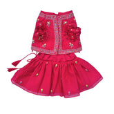 CARROT RED THREAD EMBROIDERED LEHENGA FOR DOGS AND CATS