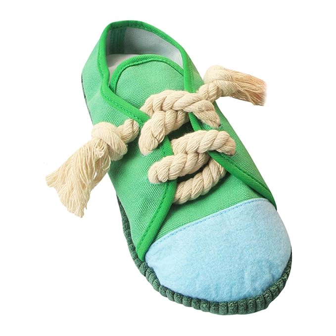 SHOE SHAPED CHEW AND SQUEAKY DOG TOY