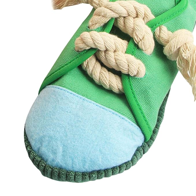 SHOE SHAPED CHEW AND SQUEAKY DOG TOY