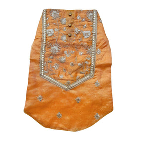 MUSTARD YELLOW FLORAL SEQUINS WAISTCOAT+YELLOW PAW-SOME RAKHI FOR DOGS AND CATS