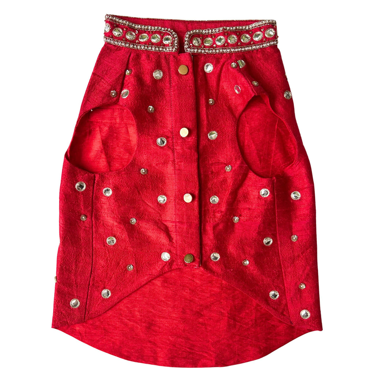 HAND EMBROIDERED MIRROR WORK RED DOG SHERWANI