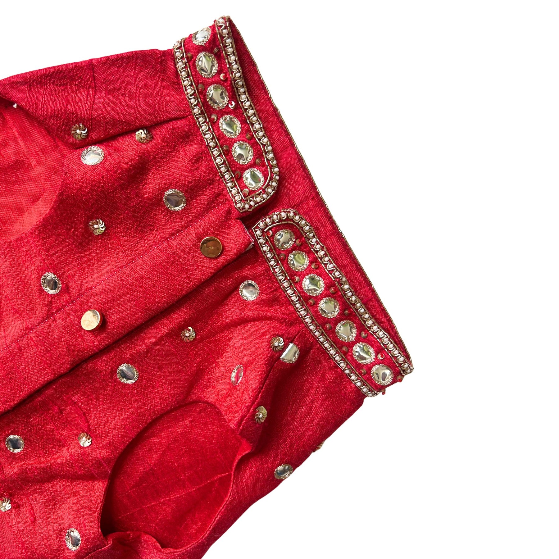 HAND EMBROIDERED MIRROR WORK RED DOG SHERWANI