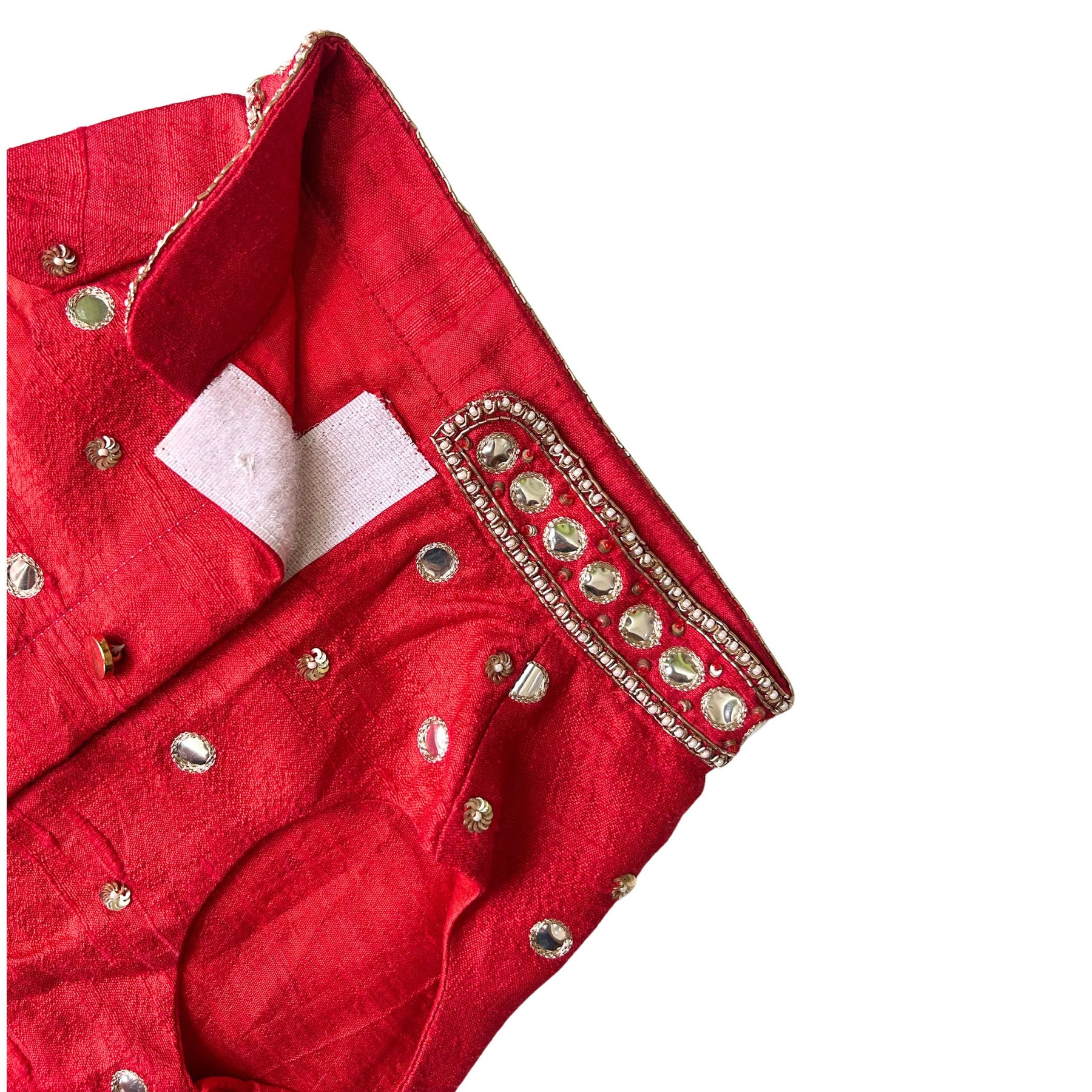 HAND EMBROIDERED MIRROR WORK RED DOG SHERWANI