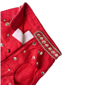 HAND EMBROIDERED MIRROR WORK RED DOG SHERWANI