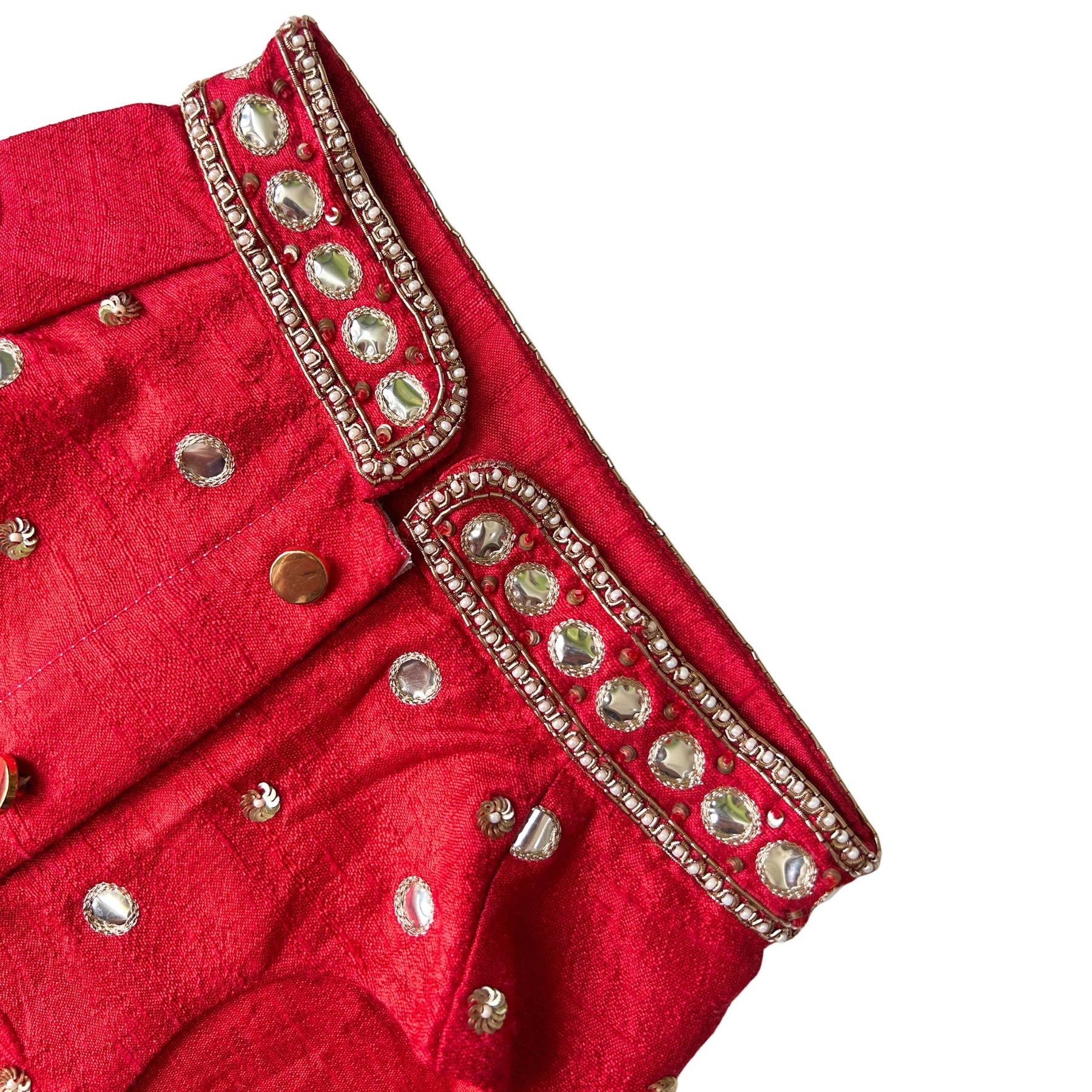HAND EMBROIDERED MIRROR WORK RED DOG SHERWANI