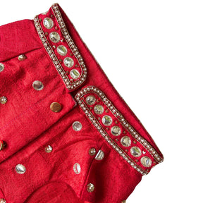HAND EMBROIDERED MIRROR WORK RED DOG SHERWANI