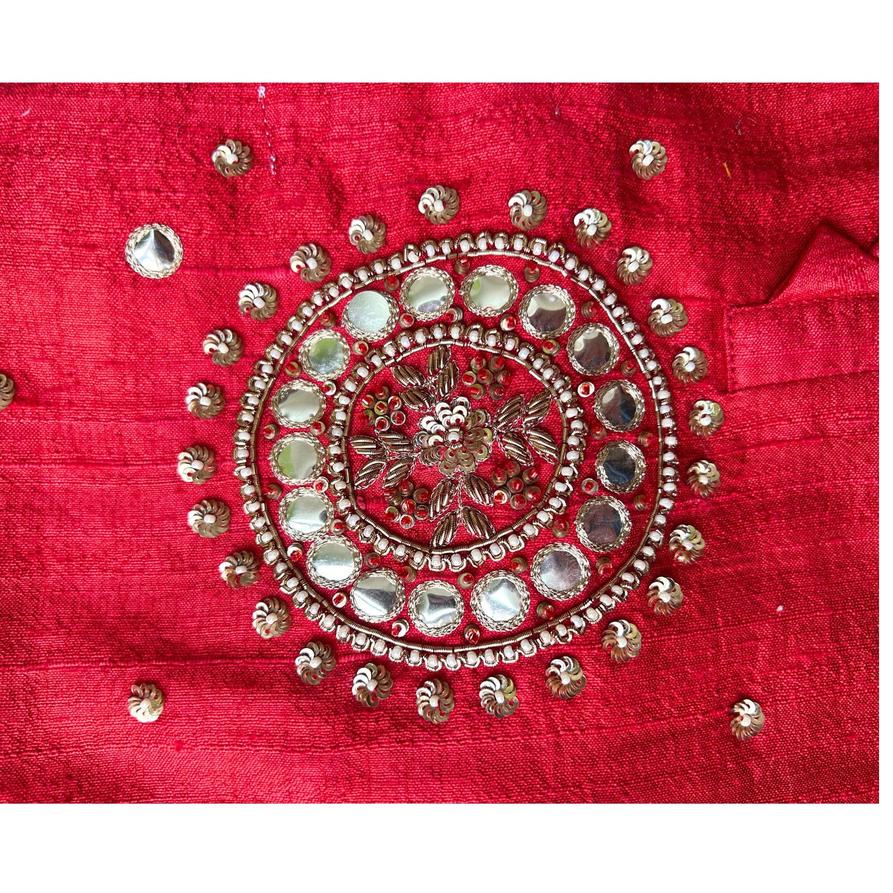 HAND EMBROIDERED MIRROR WORK RED DOG SHERWANI