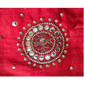 HAND EMBROIDERED MIRROR WORK RED DOG SHERWANI