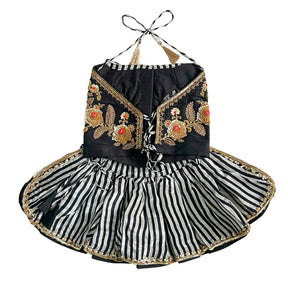 NOIR STRIPE FLORAL HAND EMBROIDERED LEHENGA FOR DOGS AND CATS