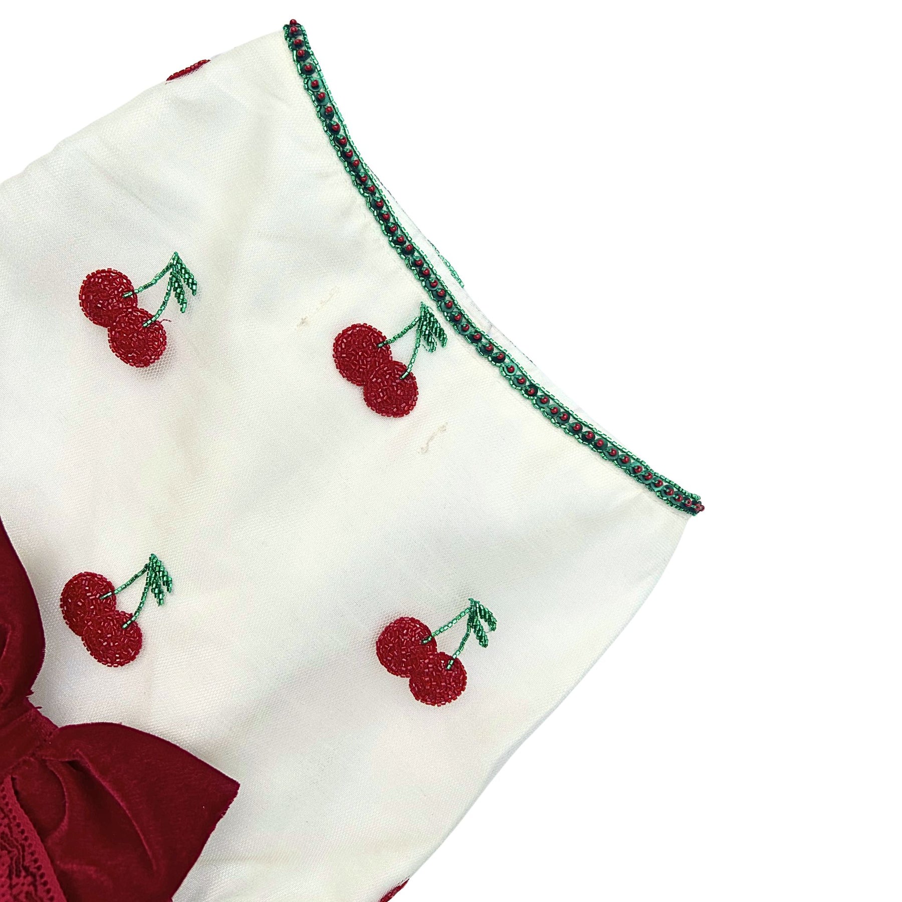 OFF-WHITE RED CHERRIES HAND EMBROIDERED TUTU DRESS FOR DOGS AND CATS