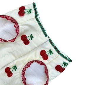 OFF-WHITE RED CHERRIES HAND EMBROIDERED TUTU DRESS FOR DOGS AND CATS