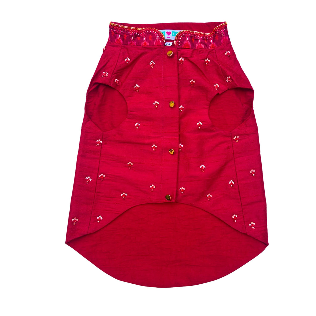 RED IKAT HAND EMBROIDERED SHERWANI FOR DOGS AND CATS