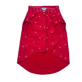 RED IKAT HAND EMBROIDERED SHERWANI FOR DOGS AND CATS