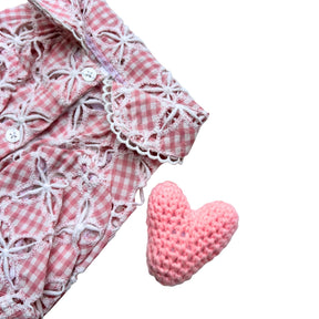 PINK SUMMER BREEZE FLORAL SHIRT + CROCHET HEART SQUEAKY FOR DOGS AND CATS