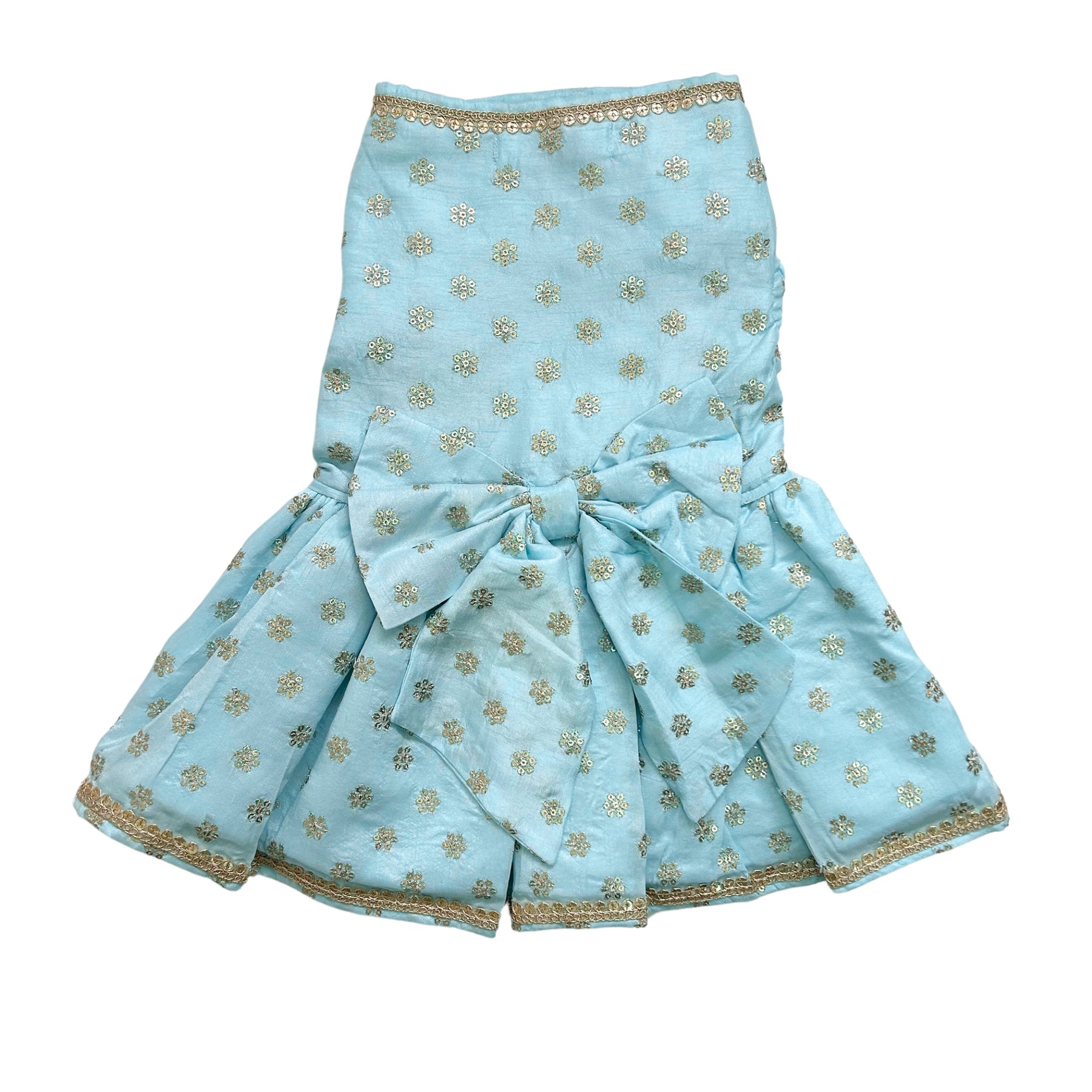 PASTEL BLUE GOLD BUTTI ANARKALI + BLUE BONE RAKHI FOR DOGS AND CATS