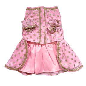 PASTEL PINK GOLD BUTTI ANARKALI DRESS FOR DOG AND CATS